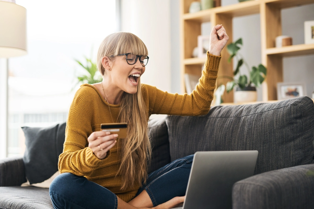 Medicare beneficiary celebrating a household discount